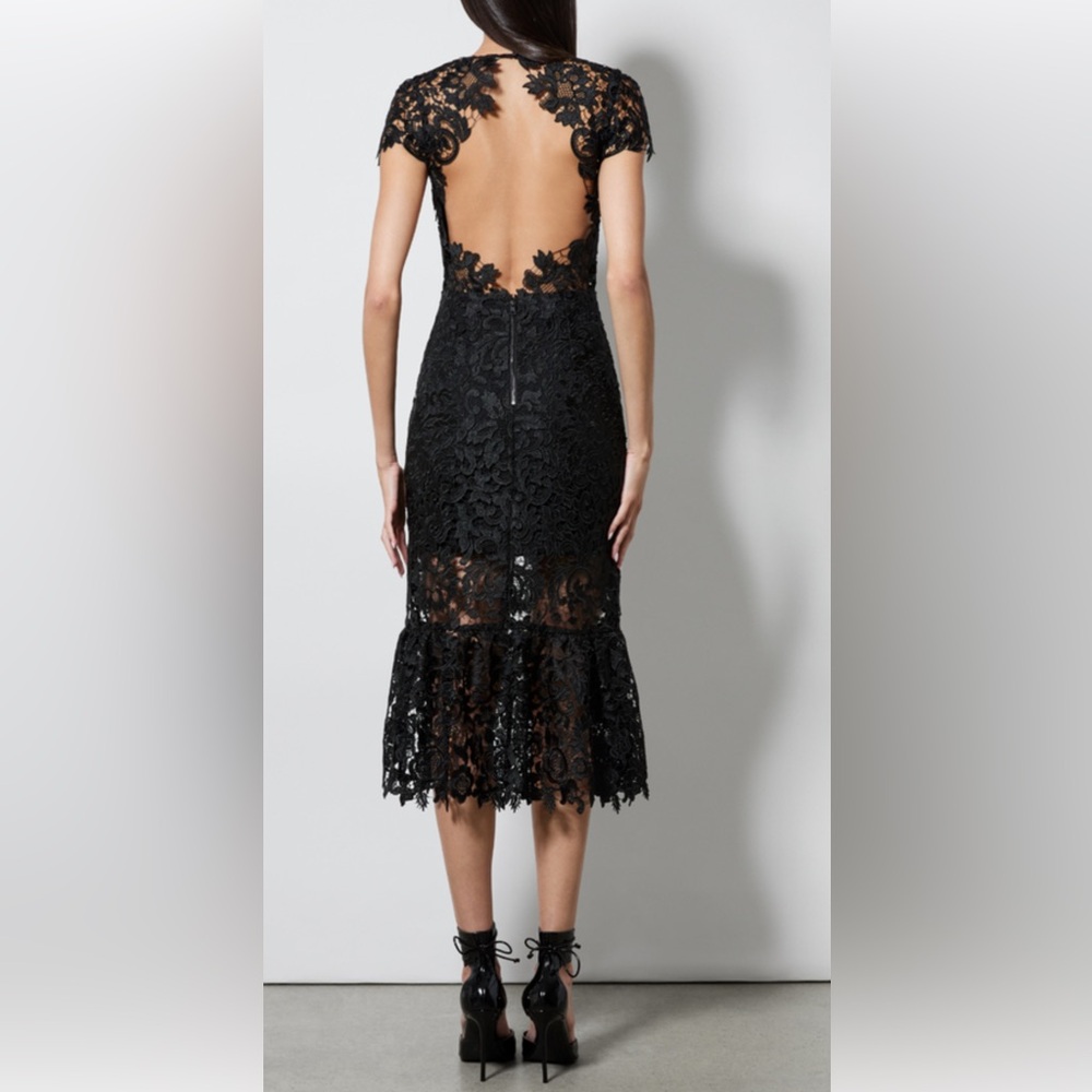 Alice + Olivia Black Lace Backless Midi Dress